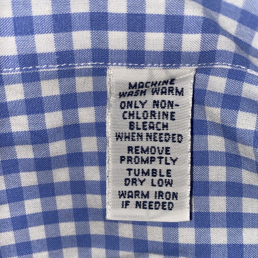 Ralph Lauren Classic Fit Short Sleeve Gingham Blue White Button Down 100% Cotton - Picture 7 of 12